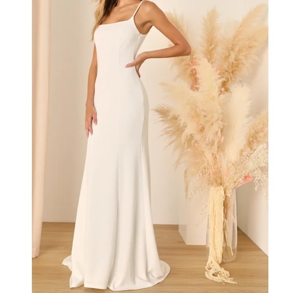 Lulus Dresses & Skirts - Lulus Blessed Romance White Button Back Mermaid Maxi Wedding Dress 2117076 Small